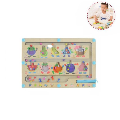 GIOCO EDUCATIVO IN LEGNO SIMBOLI COLORATI LABIRINTO CON PENNA MAGNETICA 07335