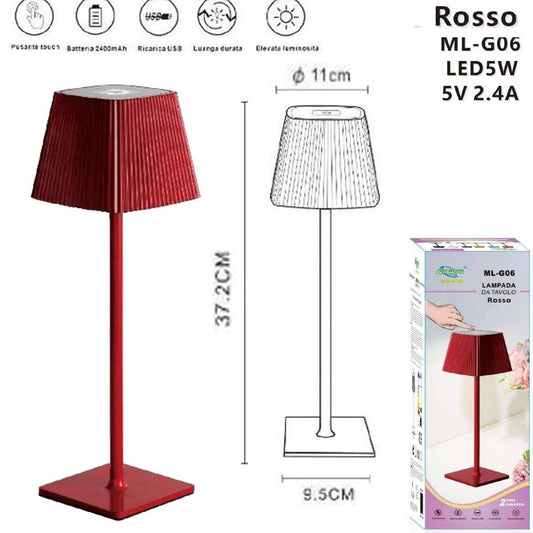 LAMPE DE TABLE TACTILE LED MODERNE RECHARGEABLE BAR HÔTEL RESTAURANT ROUGE ML-G06
