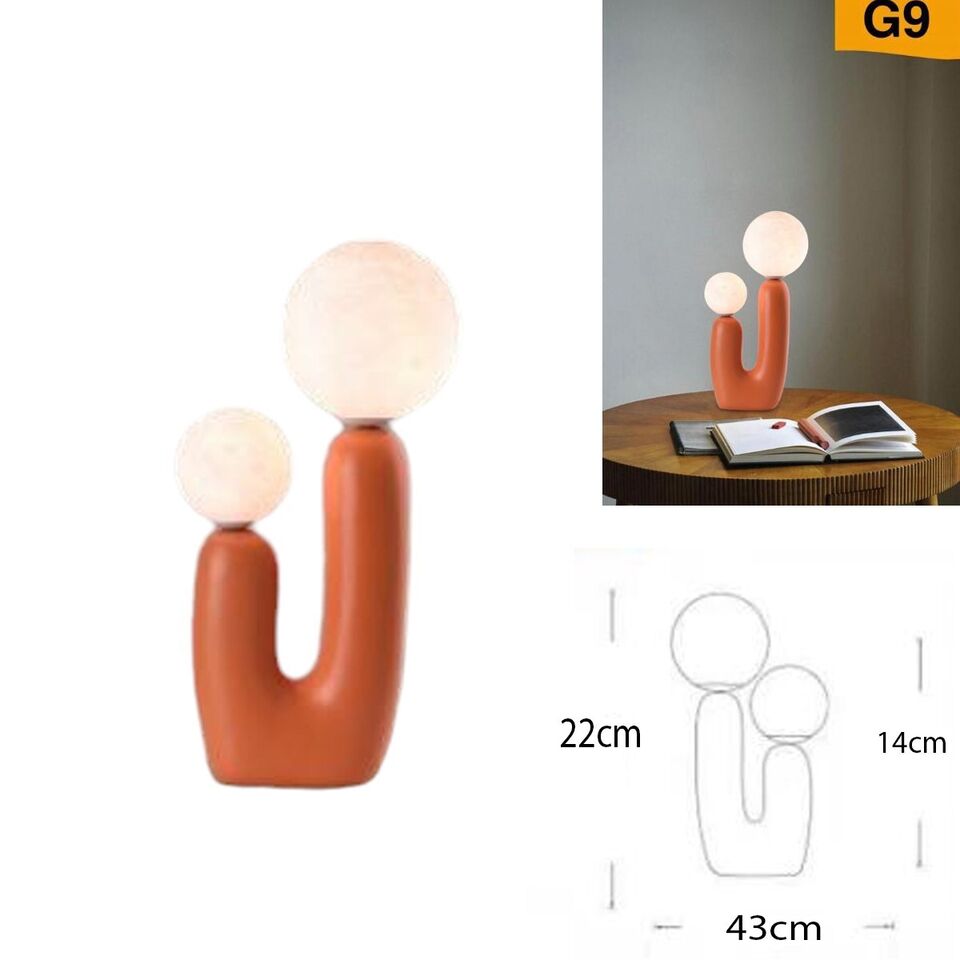 LAMPADA TAVOLO SCRIVANIA COMODINO LUME DOPPIA LAMPADINA G9 LUMETTO D14 ARANCIONE