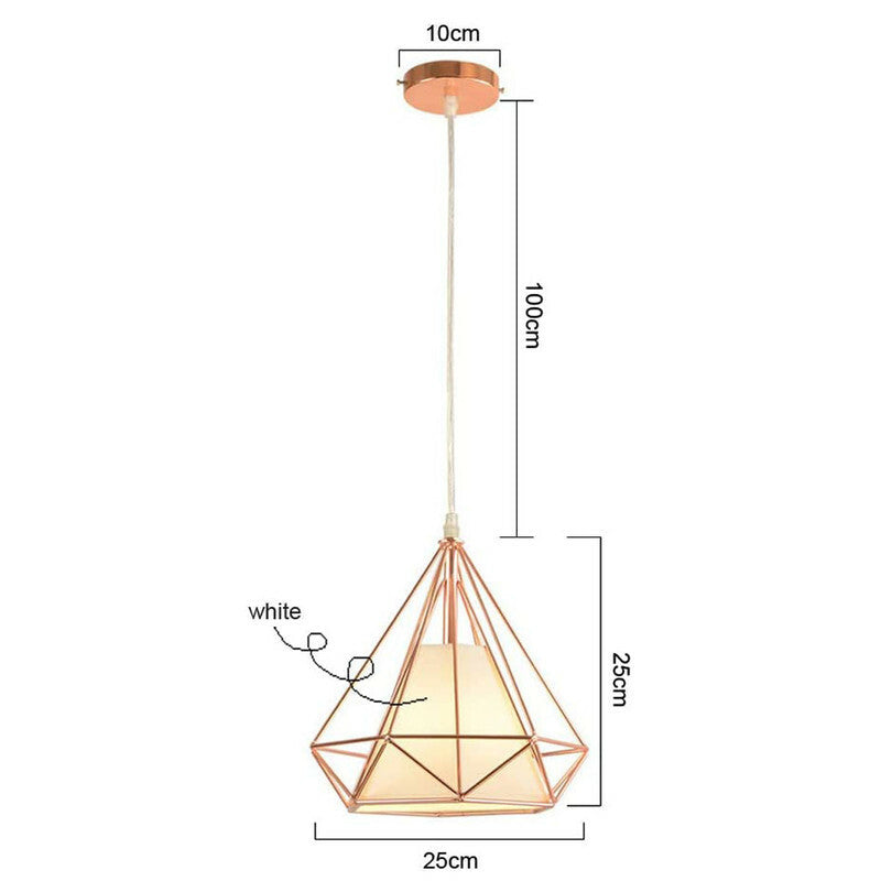 LUSTRE CAGE MÉTAL INDUSTRIEL RÉTRO E27 SUSPENSION VINTAGE OR ROSE SJ100