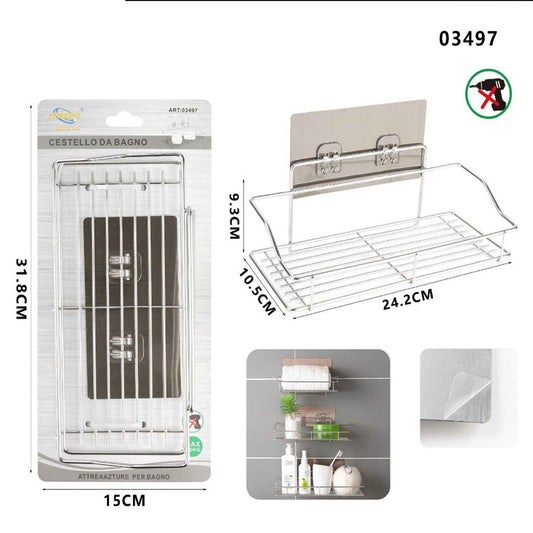 MENSOLA DA PARETE ADESIVA SCAFFALE ORGANIZER PORTAOGGETTI BAGNO CUCINA 03497