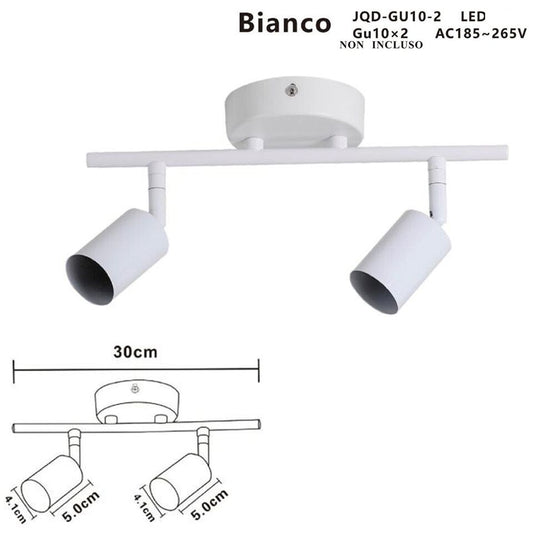 APPLIQUE 2 FARETTI SOFFITTO SOSPENSIONE PLAFFONIERA ORIENTABILI GU10 LED BIANCO