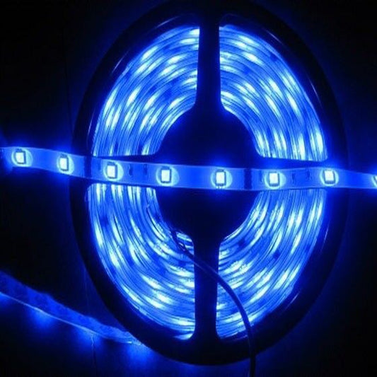 BANDE LED 300 SMD 5050 FLEXIBLE 5M ADHÉSIVE LUMIÈRE BLEUE IP65 14.4 W/M