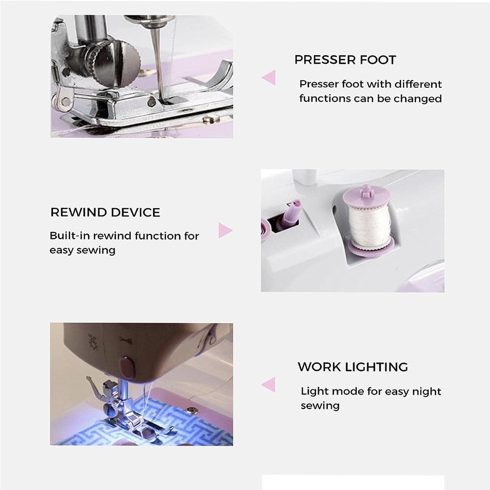 MACCHINA DA CUCIRE PORTATILE CON PEDALE 2 VELOCITÀ E 12 PUNTI CUCITO YASM-505A