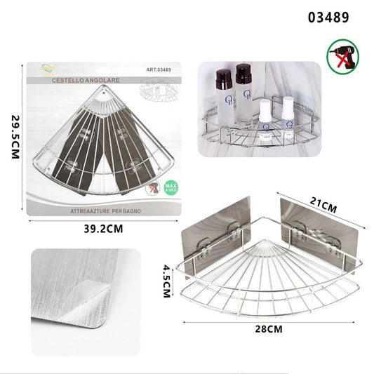 MENSOLA ANGOLARE DA PARETE ADESIVA SCAFFALE ORGANIZER PORTAOGGETTI 03489