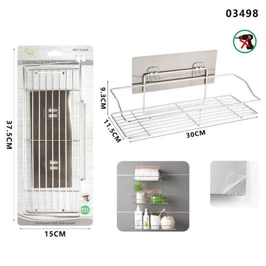 MENSOLA DA PARETE ADESIVA SCAFFALE ORGANIZER PORTAOGGETTI BAGNO CUCINA 03498