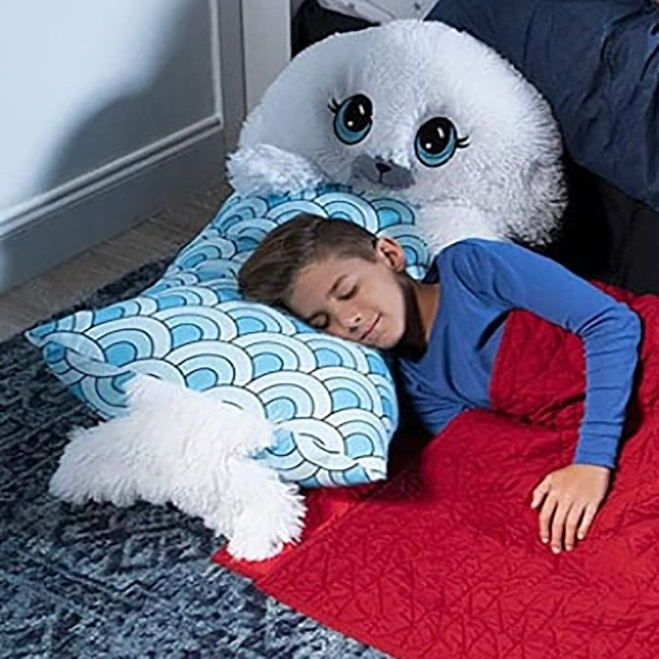 FEDERA COPRI CUSCINO CON PELUCHE RIMOVIBILE IDEA REGALO BAMBINI FOCA