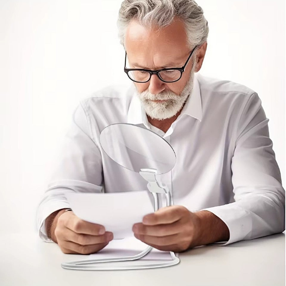 LENTE DI INGRANDIMENTO COLLO MANI LIBERE FLESSIBILE 5X REGOLABILE RICAMO BIANCA