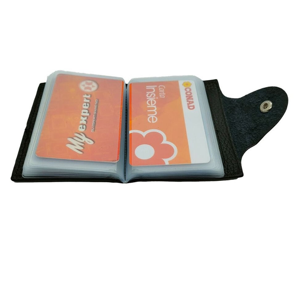 PORTEFEUILLE PORTE-CARTES CRÉDIT SIMILI CUIR SOUPLE 20 POCHES SLIM DOCUMENTS