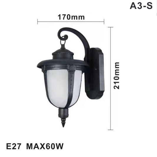 LAMPADA LANTERNA FARETTO MURO APPLIQUE GIARDINO ATTACCO E27 ESTERNO NERO A3-S