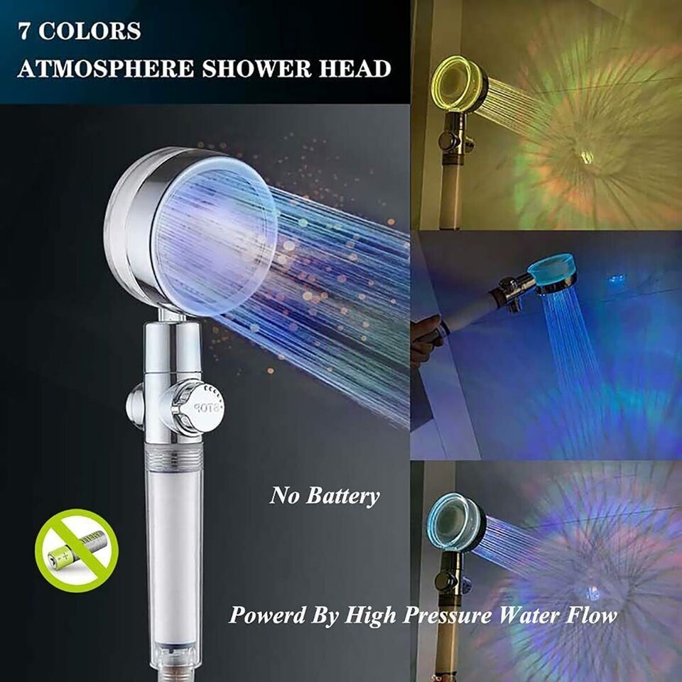SOFFIONE DOCCIA LED COLORATO DOCCINO BAGNO DOCCETTA LUMINOSO BRACCIO MULTICOLOR