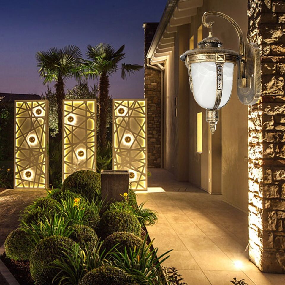 LAMPADA LANTERNA FARETTO MURO APPLIQUE GIARDINO ATTACCO E27 ESTERNO BRONZO A3-S