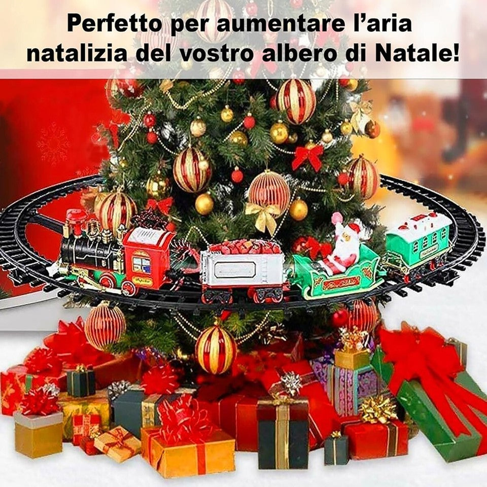 TRENINO ELETTRICO LUCI E SUONI AGGANCIABILE ALL'ALBERO DI NATALE DIAMETRO 89 CM