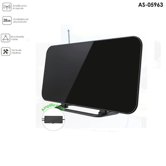 ANTENNE NUMÉRIQUE TERRESTRE PORTABLE AMPLIFICATEUR 28DB DVB-T VOITURE CAMPING-CAR MAISON TV TÉLÉVISION