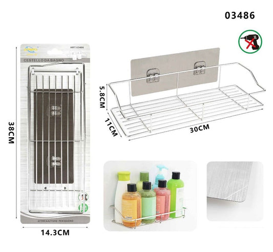 MENSOLA DA PARETE ADESIVA SCAFFALE ORGANIZER PORTAOGGETTI BAGNO CUCINA 03486