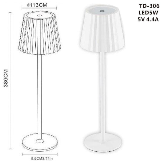 LAMPE DE TABLE TACTILE LED MODERNE RECHARGEABLE BAR HÔTEL RESTAURANT BLANC TD-306