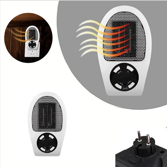 TERMOVENTILATORE MINI STUFA STUFETTA ELETTRICO 500W TIMER A PARETE SENZA FILO