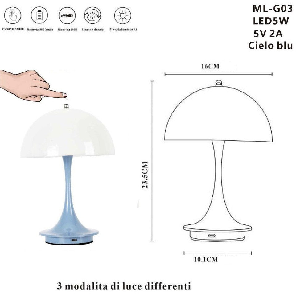 LAMPADA TAVOLO TOUCH LED MODERNA RICARICABILE BAR HOTEL RISTORANTE AZZURRO MLG03