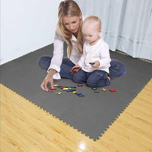 TAPPETO PUZZLE TAPPETINO FITNESS PALESTRA MULTIUSO SCHIUMA EVA 10PZ 29X29CM NERO