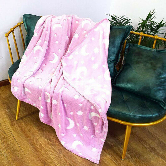 COPERTA PLAID LUMINOSA CALDA MAGICA STELLE FLUORESCENTE MORBIDA 120X150 CM