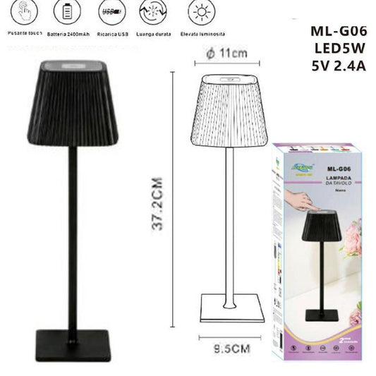 LAMPE DE TABLE TACTILE LED MODERNE RECHARGEABLE BAR HÔTEL RESTAURANT NOIR ML-G06