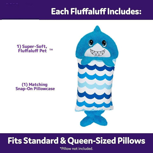 FEDERA COPRI CUSCINO CON PELUCHE RIMOVIBILE IDEA REGALO BAMBINI SQUALO