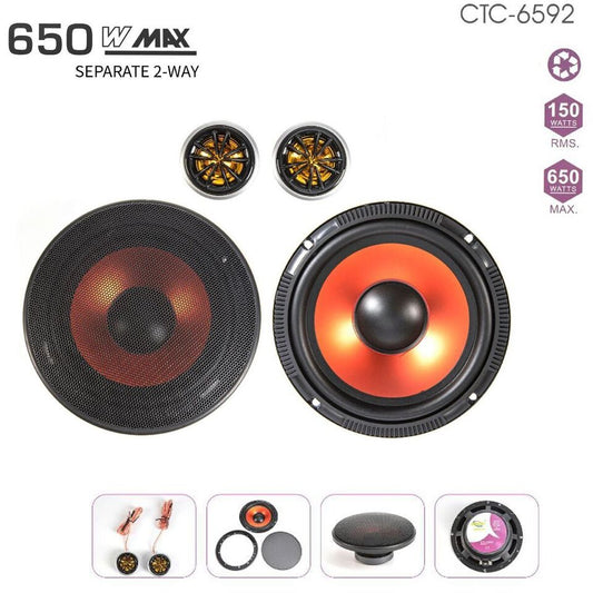 KIT COPPIA CASSE AUTO ALTOPARLANTE DOME TWEETER 60W AUDIO 150W RMS 650W SPEAKER