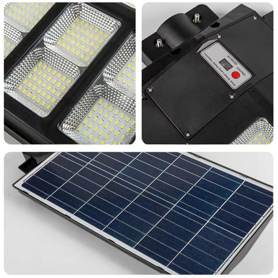 FARO LAMPIONE STRADALE PANNELLO SOLARE PALO TELECOMANDO SENSORE MOVIMENTO 900W