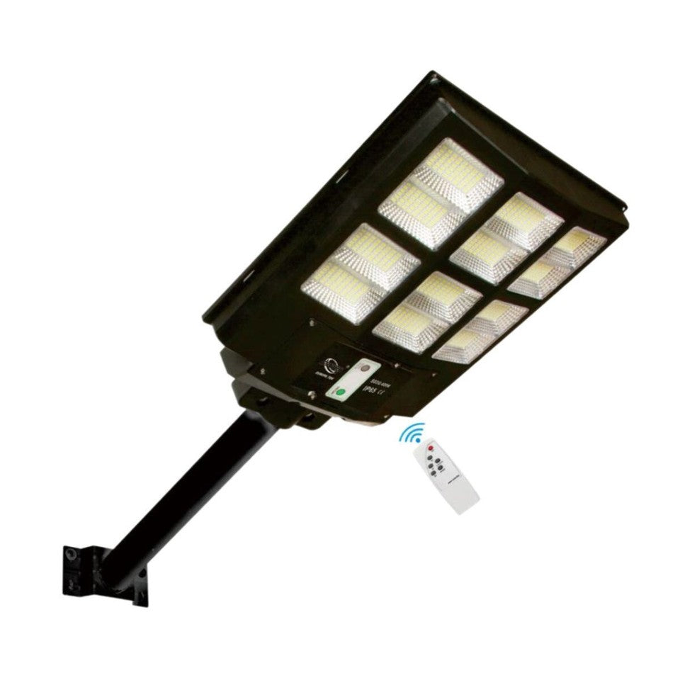 LAMPADAIRE SOLAIRE RUE POTEAU TÉLÉCOMMANDE DÉTECTEUR DE MOUVEMENT 600W