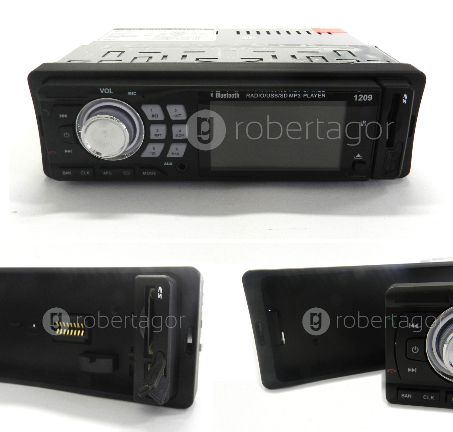 AUTORADIO STÉRÉO BLUETOOTH VOITURE LCD RADIO TÉLÉCOMMANDE SLOT SD USB AUX MP3 1209