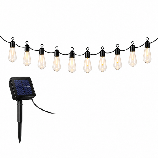 GUIRLANDE LUMINEUSE SOLAIRE EXTÉRIEURE INTÉRIEURE 10 AMPOULES LED BLANC CHAUD 2700K