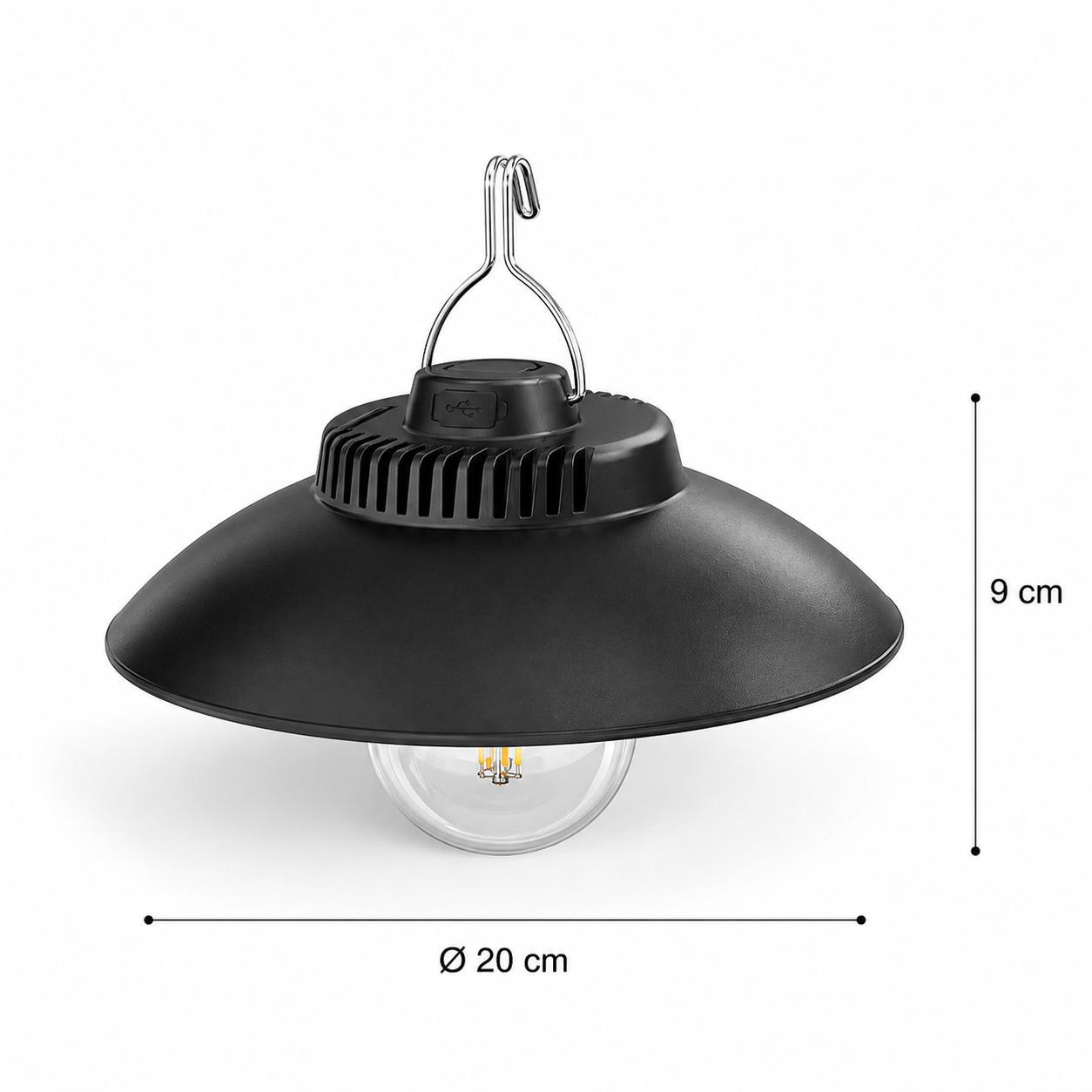 LAMPADA CAMPEGGIO LED RICARICABILE SOLARE CON GANCIO LUCE CALDA 3000K TE-B0627