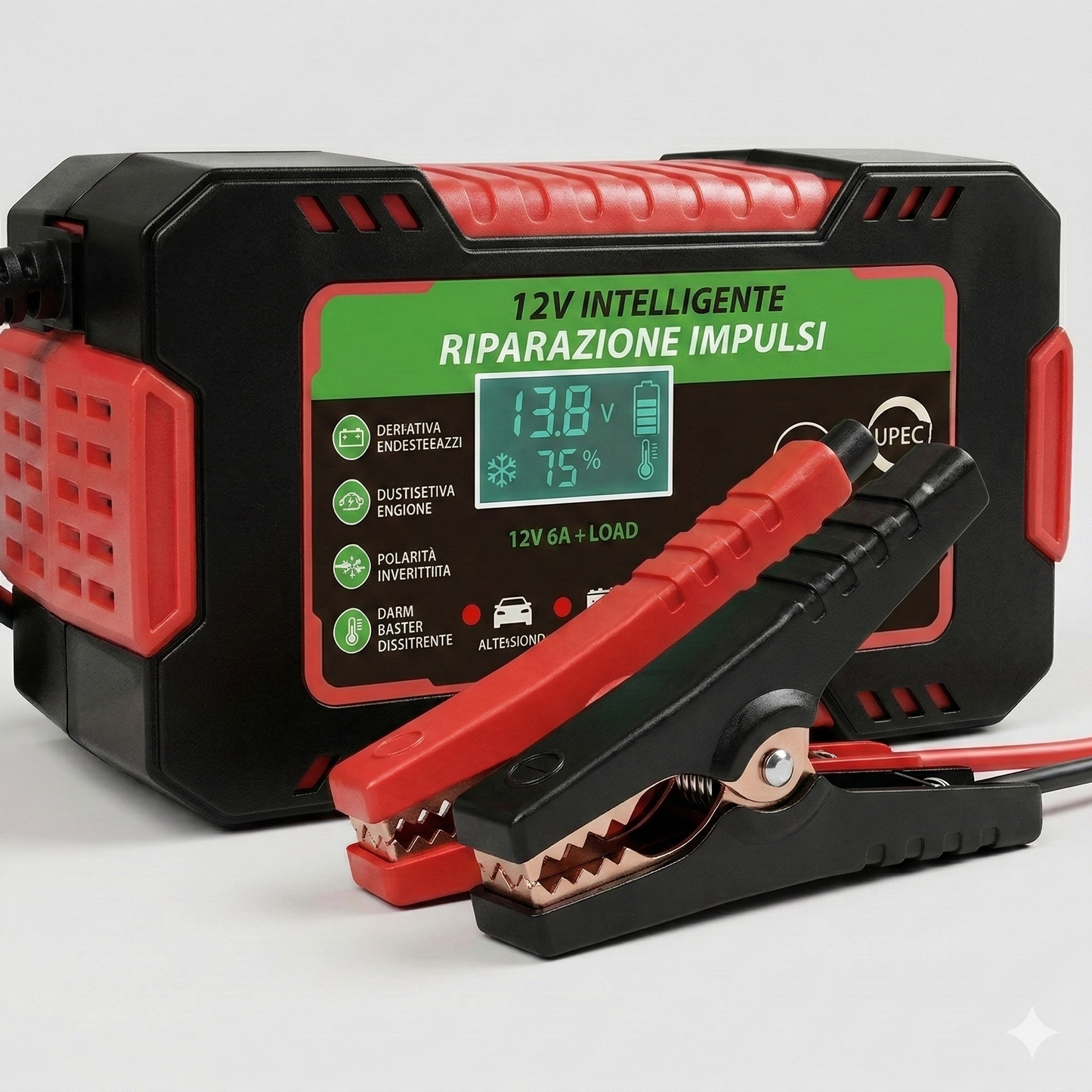 CARICABATTERIA PER AUTO 12V 3A 5A 6A CARICA AUTOMATICO INTELLIGENTE AUTO MOTO