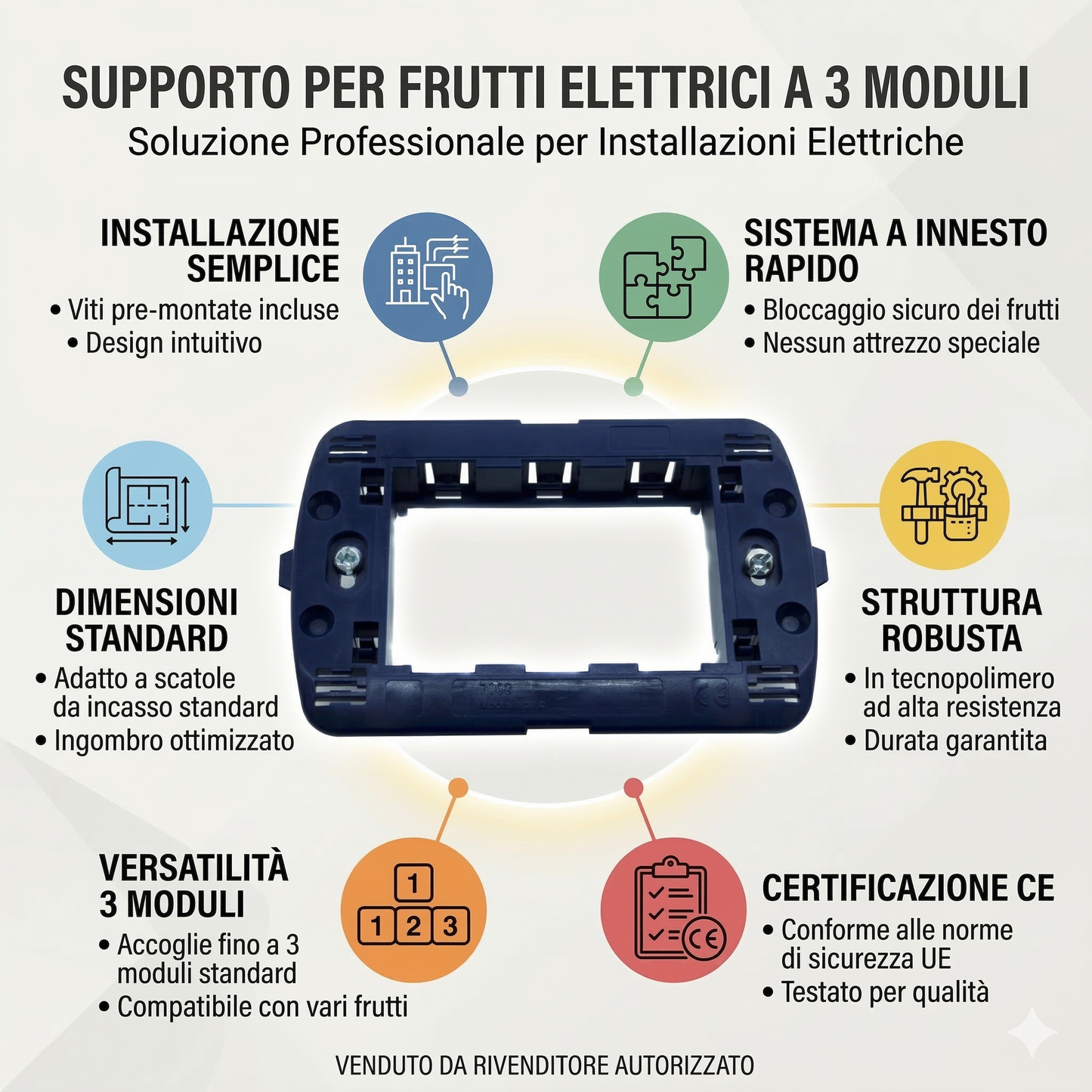 SUPPORTO PLACCA INTERRUTTORI INTERRUTTORE MURO BLU 3 POSTI COMPATIBILE CL 118