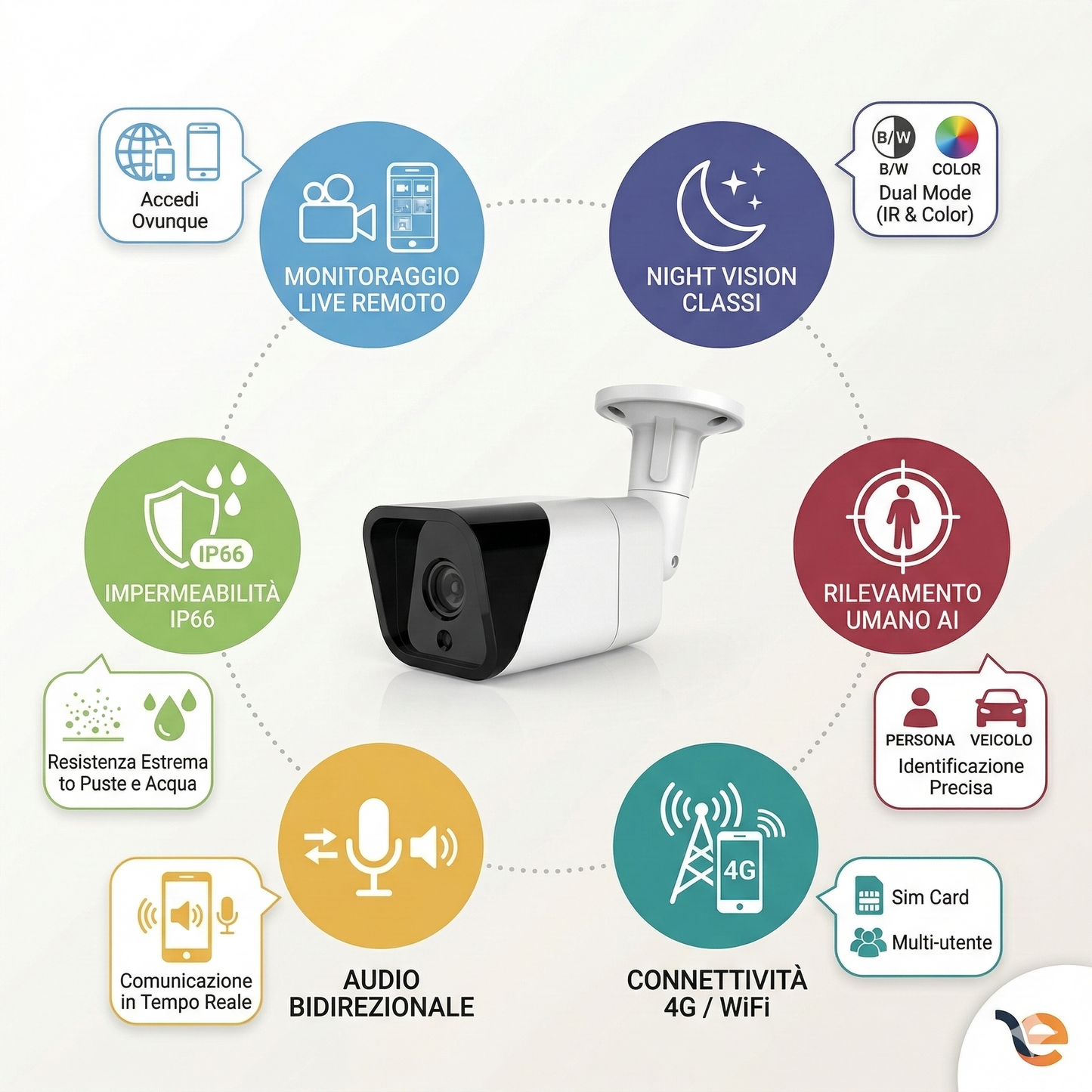 TELECAMERA CAMERA VIDEOSORVEGLIANZA HD 30 LED CCD 720P AHD BNC INFRAROSSI K4 2MP