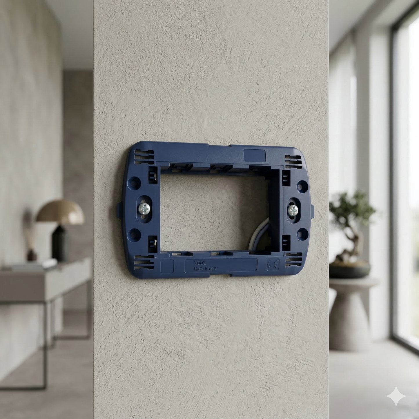 SUPPORTO PLACCA INTERRUTTORI INTERRUTTORE MURO BLU 3 POSTI COMPATIBILE CL 118