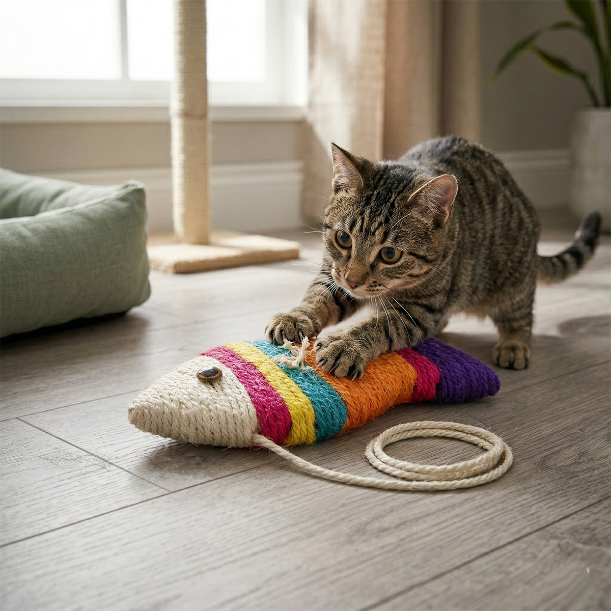 TIRAGRAFFI PER GATTI PESCIOLINO GIOCO TIRA GRAFFI PER GATTO FORMA 25X12CM