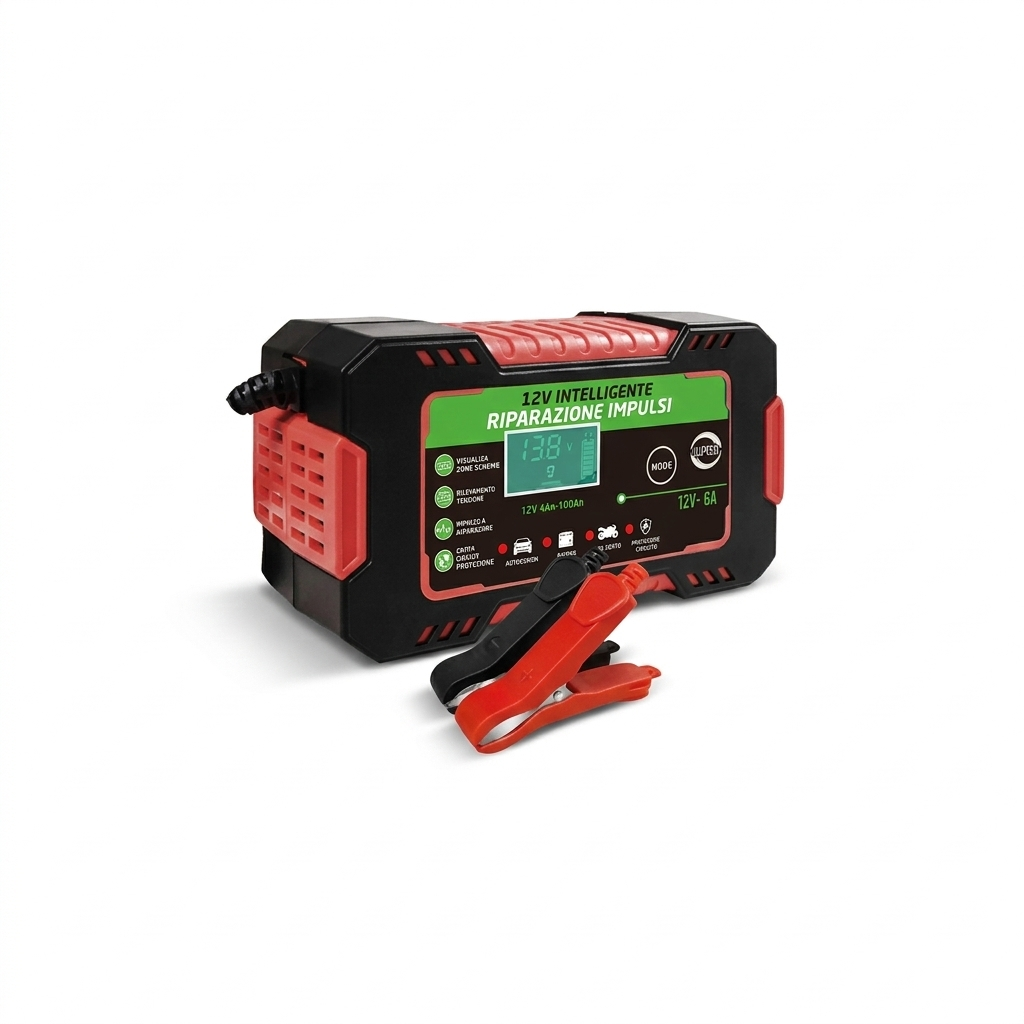 CARICABATTERIA PER AUTO 12V 3A 5A 6A CARICA AUTOMATICO INTELLIGENTE AUTO MOTO