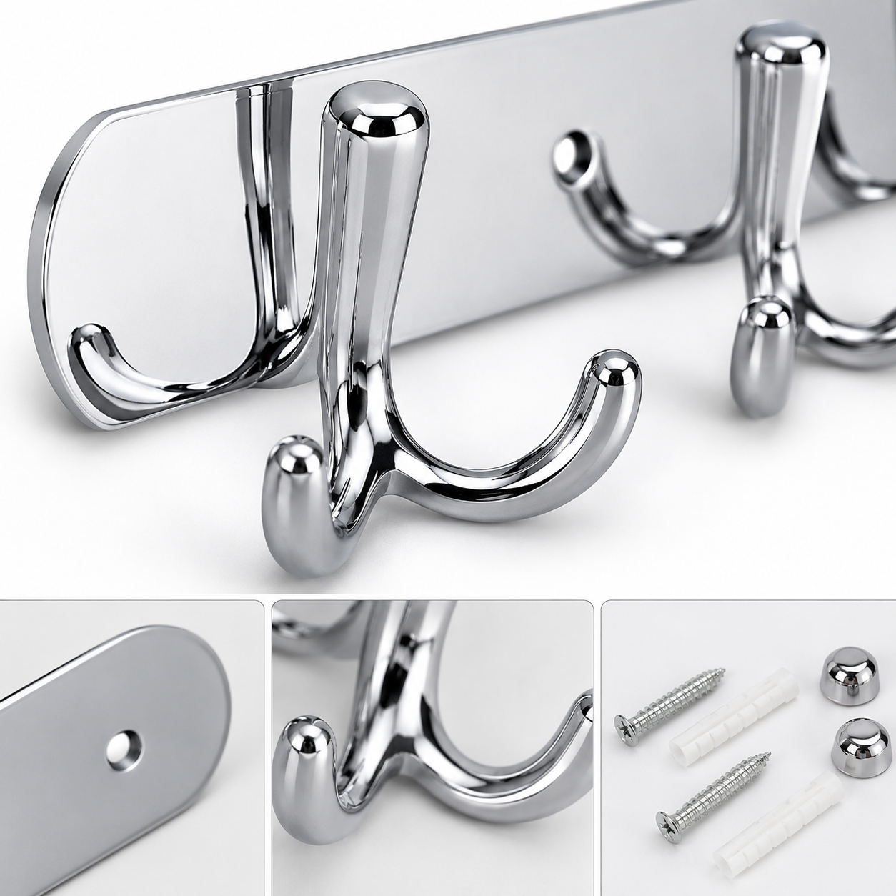 APPENDIABITI 3 GANCI BAGNO MURO GANCIO ASCIUGAMANI CASA CROMATO DA PARETE 03455