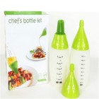 CHEF'S BOTTLE SET 2 CONTENITORI SILICONE 3 DECORI PENNELLO DECORARE DOLCI TORTE