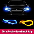 STRISCIA FARO AUTO LED TUBO NEON 12V FLESSIBILE 60CM ICE BLU GIALLO AMBRA 03041