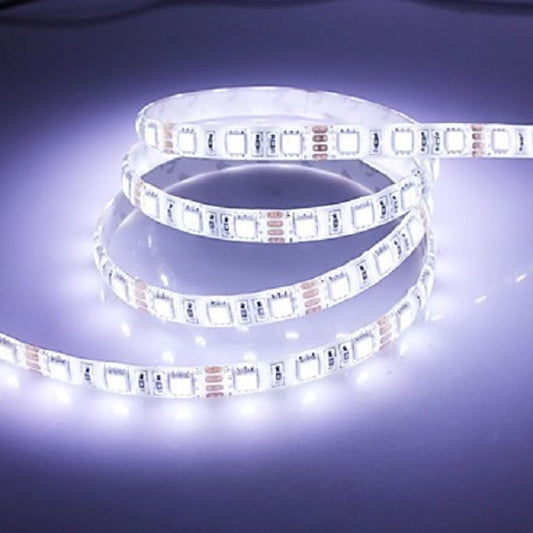 BANDEAU LED SMD 5050 FLEXIBLE 5M ADHÉSIF LUMIÈRE BLANCHE BLANC FROID IP65