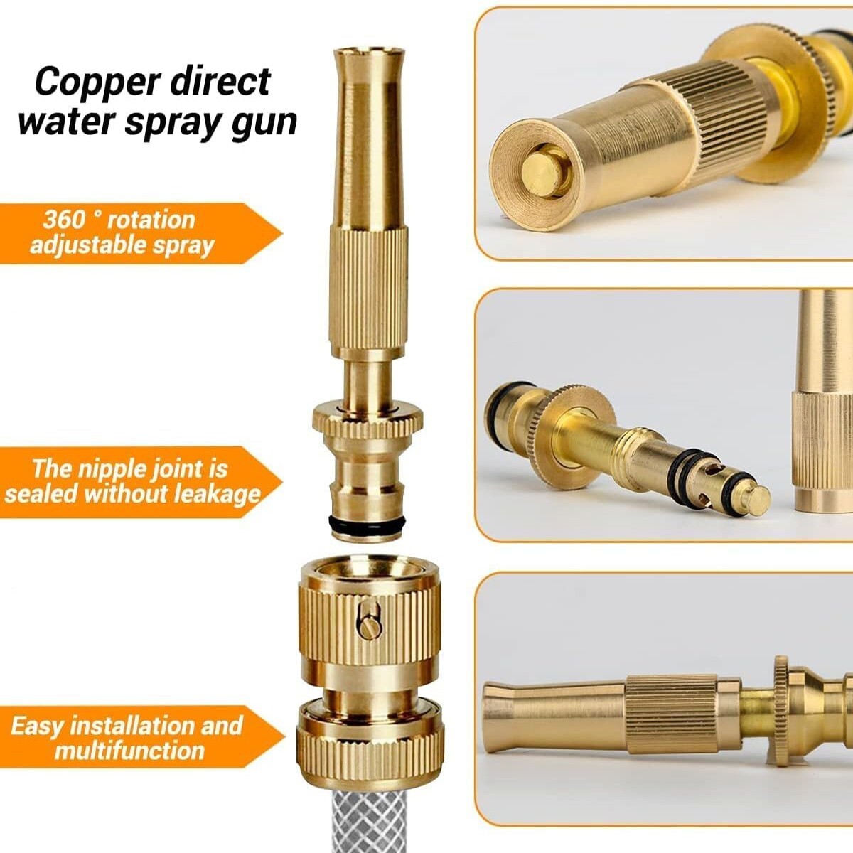 UGELLO OTTONE PISTOLA SPRUZZO UGELLI TUBO FLESSIBILE DA 1/2 PER GIARDINO AUTO