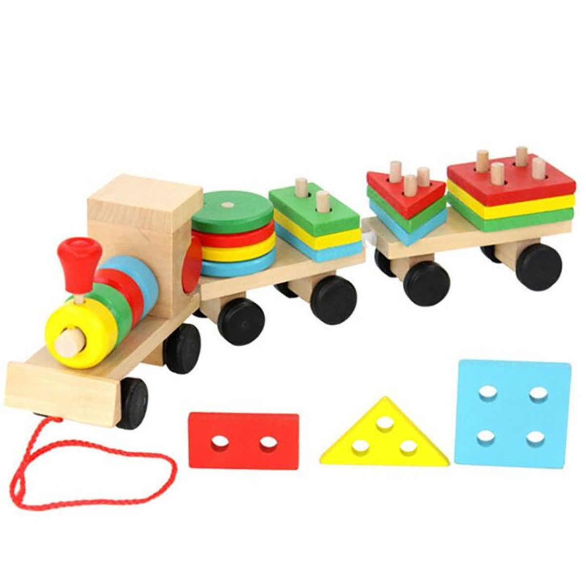 TRENINO LEGNO TRAINABILE GIOCO EDUCATIVO MONTESSORI FORME GEOMETRICHE 52295