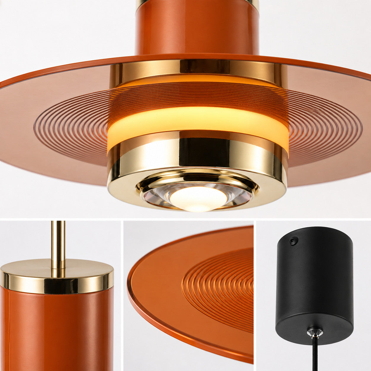 LUSTRE LED SUSPENSION MODERNE ROUGE ET OR DESIGN MINIMALISTE DIMMABLE LP025