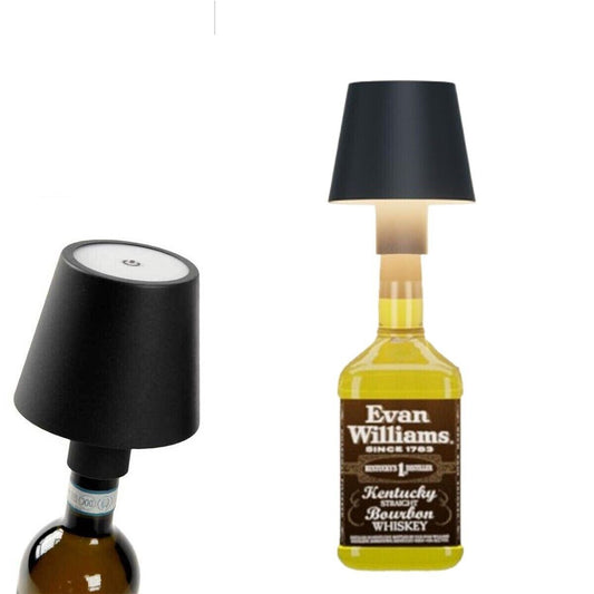 LAMPADA LED PER BOTTIGLIA TAPPO TAVOLO TOUCH DIMMERABILE USB RICARICABILE NERO