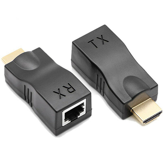 2 ADAPTATEURS HDMI VERS RJ45 EXTENDEUR RÉSEAU LAN ETHERNET CAT5E CAT6 1080P