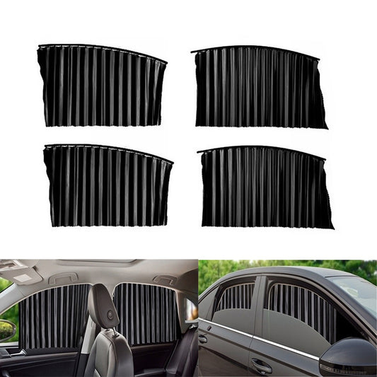 KIT 4 RIDEAUX PARE-SOLEIL MAGNETIQUES ANTI-UV AVANT ET ARRIERE NOIRS POUR VOITURE