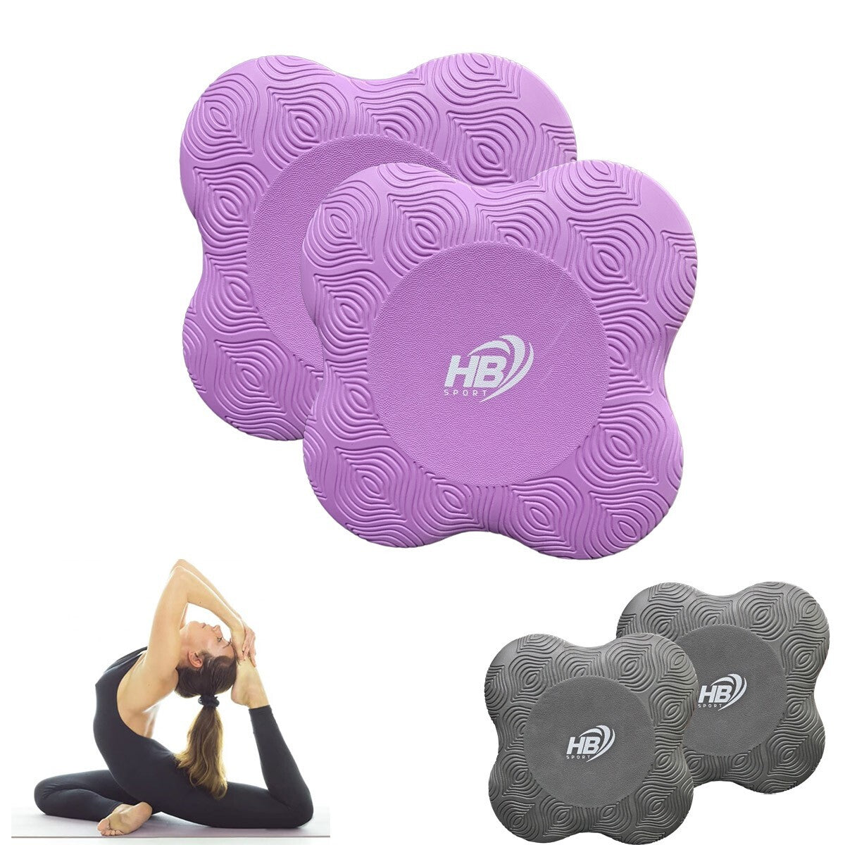 TAPPETINI YOGA ANTISCIVOLO GINOCCHIERE 2 PEZZI PORTATILI  CUSCINETTO 20CM