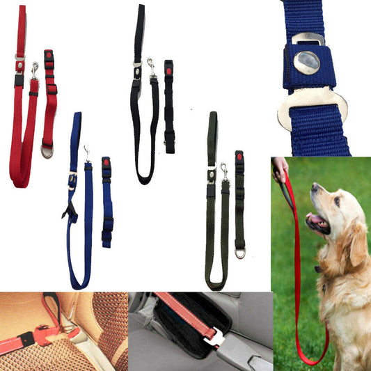 LAISSE CEINTURE DE SÉCURITÉ ET COLLIERS DE TRANSPORT CHIEN CHAT VOITURE RÉGLABLE